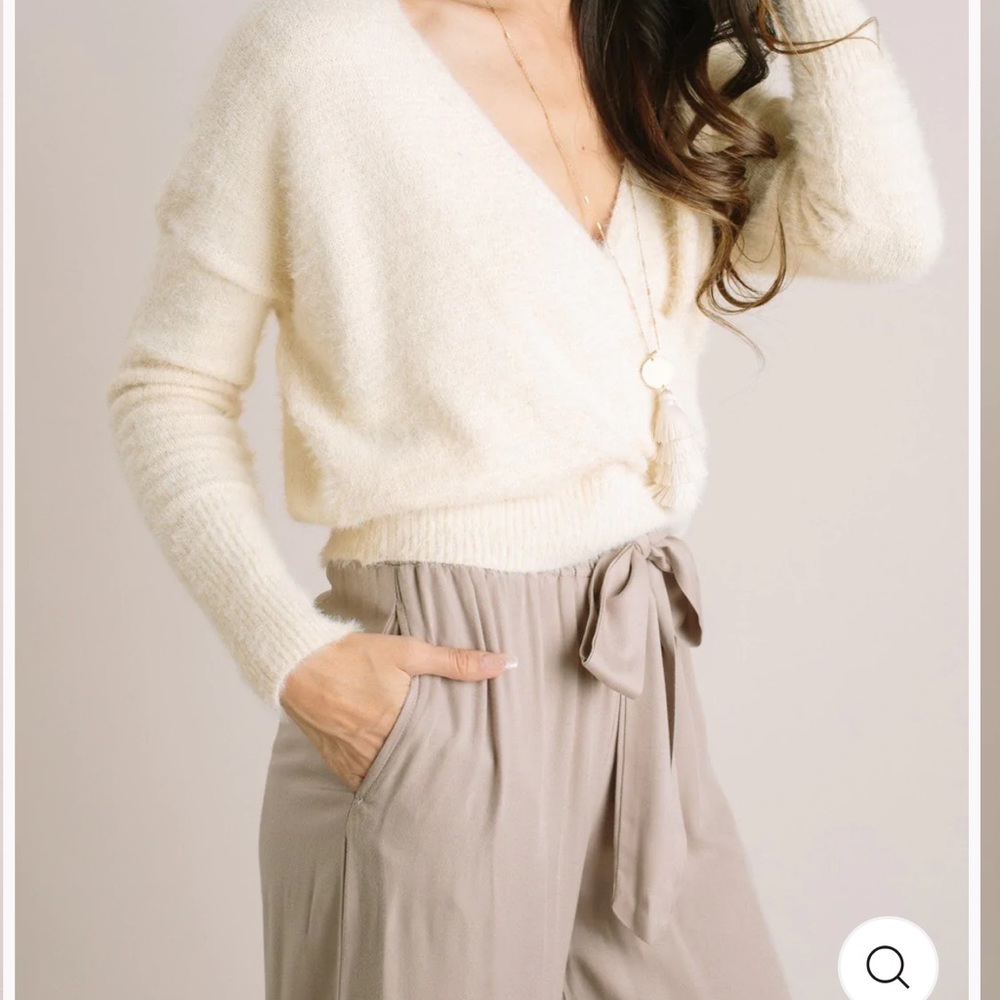Morning Lavender Gemma Fuzzy Surplice Sweater - M/L